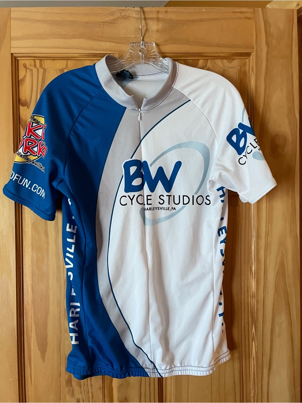 Philips Blue and White Men’s Cycling Jersey with BW Cycle Studios Logo